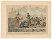 Prentverkoper op een brug te Parijs (1821) by Jean Henri Marlet and Adrien Victor Auger