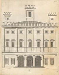 Gezicht op de kerk van San Vincenzo te Bassano Romano (1636 - 1647) by Theodor Matham and Carlo Lorenese