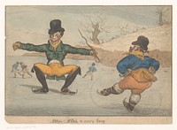 Spotprent met twee schaatsers (1805 - 1807) by anonymous and James Gillray