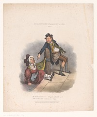 Spotprent met dronken man en vrouw (1835) by Robert Seymour and anonymous