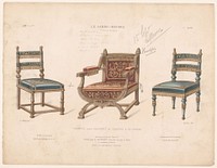 Fauteuil en twee stoelen (1885 - 1895) by Quéton, Becquet frères, Eugène Maincent and Désiré Guilmard