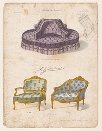 Ronde bank en twee fauteuils (1832 - 1877) by anonymous, Victor Joseph Quétin, Victor Joseph Quétin and Victor Joseph Quétin