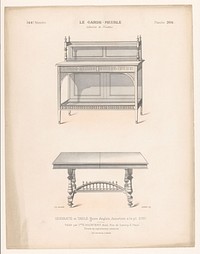 Wandmeubel en tafel (1895 - 1935) by Léon Laroche, Monrocq and weduwe Eugène Maincent