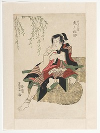 Tanabe Bunzo on bales of rice (c. 1812) by Utagawa Toyokuni I and Nichimuraya Yohachi Eijudo