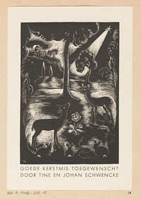 Kerstkaart van Tine en Johan Schwencke (1936) by Agta Meijer