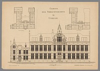 Plattegronden en aanzicht van de Ambachtsschool te Utrecht (1894) by Wegner and Mottu and Mouton and Co