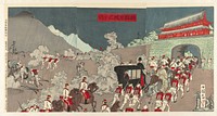 Generaal-majoor Ôshima verslaat de vijand by Songhwan (1894) by Shunsai Toshimasa and Sasaki Toyokichi