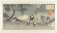 De hevige strijd bij Pyongyang laat de Japanse daadkracht zien aan de wereld (1894) by Fujiwara Shin ichi and Akiyama Buemon