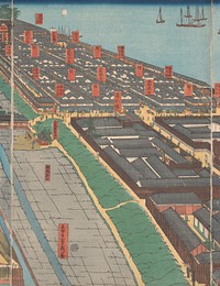Overzicht van de wijk Honcho en het Miyozaki kwartier in Yokohama (1860) by Utagawa Sadahide