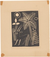 Hert met palmboom (1936) by Tinus van Doorn