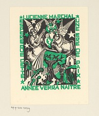 Nieuwjaarswens van Lucienne Marchal (c. 1900 - c. 1950) by Lucienne Marchal