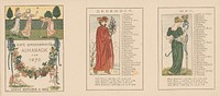 Zes proefdrukken voor 'Kate Greenaway's Almanack for 1892' (in or before 1891) by Edmund Evans, Kate Greenaway and Edmund Evans