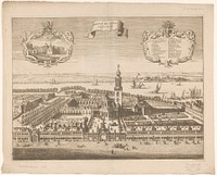 Gezicht op de Sint-Michielsabdij te Antwerpen (1726 - 1734) by David Coster, Christiaan van Lom and Gerard Block