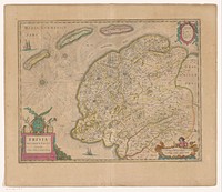 Kaart van Friesland, Vlieland, Terschelling en Ameland (1637) by Evert Simonsz Hamersvelt, Salomon Rogiers, Adriaan Adriaansz Metius, Gerard Freitag and Henricus Hondius