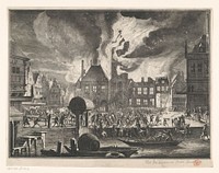 De brand in het Oude Stadhuis van Amsterdam, 1652 (in or before 1690) by Jan van der Heyden, Joseph Mulder and Jan van der Heyden