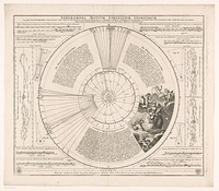 Kaart met voorspelling van de stand van planeten in 1708 en 1709 (before c. 1707 - 1742) by anonymous, Johann Gabriel Doppelmayr, Johann Baptista Homann and erven Johann Baptista Homann
