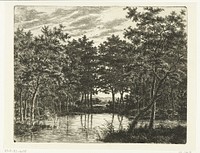 Landschap met vijver, links zit een visser met puntige hoed (1818) by Ernst Willem Jan Bagelaar and Ernst Willem Jan Bagelaar