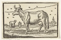 Landschap met twee koeien (1600 - 1699) by anonymous and Dirck de Bray
