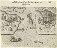 Fransen verkennen een rivier (1591) by Theodor de Bry, Johann Theodor de Bry and Johann Theodor de Bry