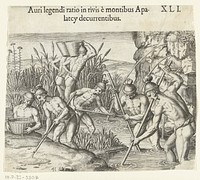 Methode om goud te verzamelen in beken die van de Apalatcy-bergen (Appalachen?) lopen (1591) by Theodor de Bry, Johann Theodor de Bry and Theodor de Bry
