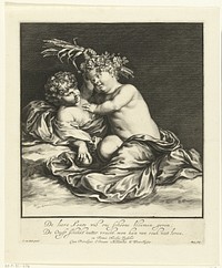 Twee spelende kinderen: Lente en Herfst (1659 - 1677) by Hendrik Bary, Anthony van Dyck, Nicolaes Visscher I and Staten van Holland en West Friesland