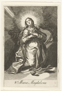 Heilige Maria Magdalena als kluizenares (1590 - 1662) by anonymous, Boëtius Adamsz Bolswert, Abraham Bloemaert and Gerard Valck