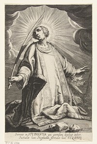 Heilige Stefanus met palmtak en stenen (1610 - 1614) by Boëtius Adamsz Bolswert, Abraham Bloemaert and Boëtius Adamsz Bolswert