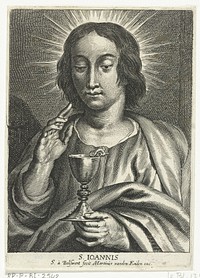 Heilige Johannes de Evangelist met miskelk (1596 - 1659) by Schelte Adamsz Bolswert, Peter Paul Rubens and Martinus van den Enden