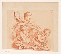 Drie putti met muziekinstrumenten en fruit (1755 - 1852) by Jean Baptiste Huet le vieux and Jean Baptiste Huet le jeune