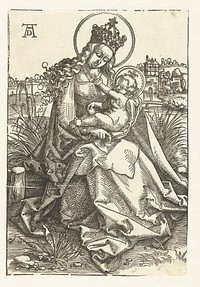 Zittende Maria met kind in landschap (1505 - 1507) by Hans Baldung Grien and Albrecht Dürer