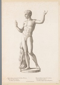 Antiek standbeeld van een jongeman (1680) by Etienne Baudet