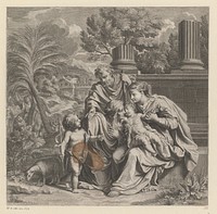 Heilige Familie met Johannes en Elisabeth (1661 - 1683) by Guillaume Chasteau, Noël Coypel, Guillaume Chasteau and Lodewijk XIV koning van Frankrijk