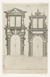 Twee poorten op de Herengracht te Amsterdam (1631) by anonymous, Hendrick de Keyser I and Cornelis Danckerts I