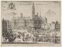 Gezicht op de Dam te Amsterdam (1654) by Jacob van der Ulft, Jacob van der Ulft, Gijsbert van Zijll, Stad Amsterdam and Jacob van der Ulft