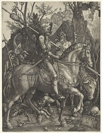 Ridder, Dood en Duivel (1564) by Johannes Wierix and Albrecht Dürer