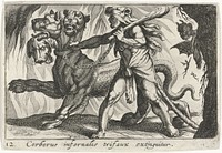 Hercules vangt Cerberus (1610 - 1664) by Simon Frisius and Antonio Tempesta