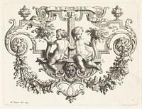 Ornamenten en in het centrum putti met een hoorn des overvloeds in de hand (1719) by Bernard Picart and Bernard Picart
