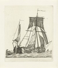 Een zeilschip met sloep op de golven (1790) by Gerrit Groenewegen