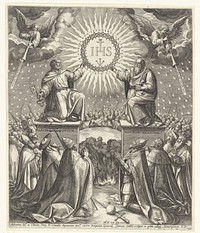 Aanbidding van het monogram van Christus (1586) by Johann Sadeler I, Maerten de Vos and Claudio Aquanina