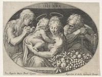 Heilige familie met een vrouwelijke heilige (1595 - 1600) by Johann Sadeler I, Parmigianino and Augusto Museo Perril