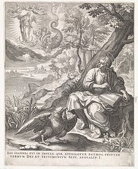 Evangelist Johannes op Patmos (1560 - 1600) by Johann Sadeler I and Maerten de Vos