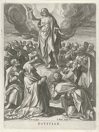Hemelvaart van Christus: goddelijkheid (1585 - 1588) by Johann Sadeler I, Maerten de Vos and Johann Sadeler I
