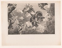 Plafonddecoratie met engelen en geestelijken (1650 - 1750) by anonymous