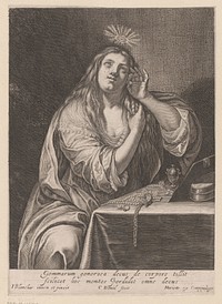 Maria Magdalena aan haar toilettafel (1613 - 1643) by Charles David, Jacques Blanchard, Jacques Blanchard, Pierre Mariette I and Franse kroon