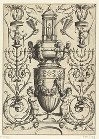 Dubbele bokaal waarvan de deksel bekroond wordt door een tempeltje (1516 - 1556) by anonymous, Cornelis Bos and Agostino Veneziano