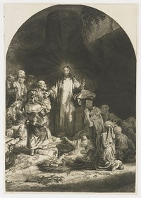 The Hundred Guilder Print: the central piece with Christ preaching, the plate arched (1775 - 1800) by Rembrandt van Rijn, William Baillie and Rembrandt van Rijn