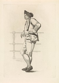Staande man, leunend tegen een hek (1818 - 1833) by Mathias de Sallieth, Jacob Perkois and Johannes Huibert Prins