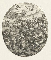 Ovaal met de Olympische goden in de wolken (1608) by Abraham van den Hecken, Abraham van den Hecken and Christoffel van Sichem I