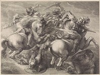 Ruitergevecht (1666 - 1707) by Gerard Edelinck and Leonardo da Vinci
