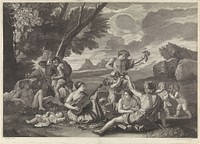 Landschap met bacchanten (1685) by Franz Ertinger, Franz Ertinger and Nicolas Poussin